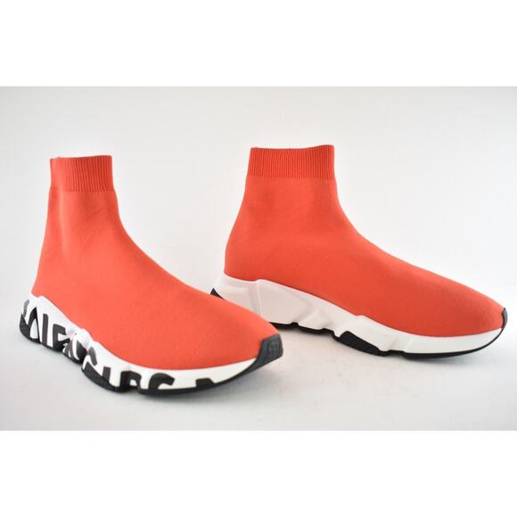Balenciaga Speed LT Graffiti Sock Red Black White Logo High Top Sneaker 46 13 - Picture 2 of 7